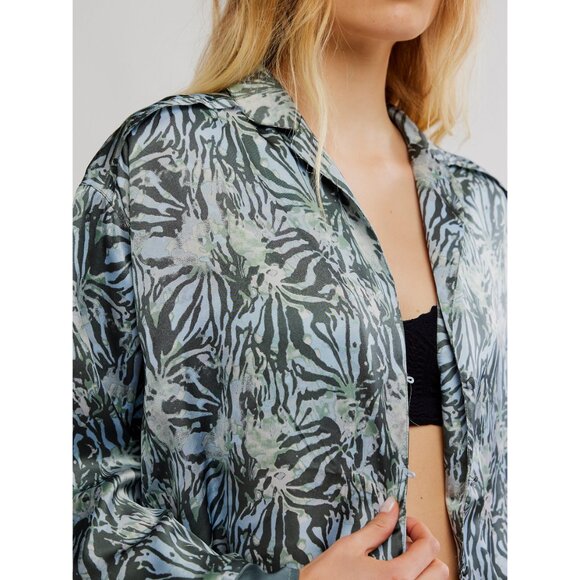 Free People Blue Patterned Pajama Set NIP - Picture 4 of 6